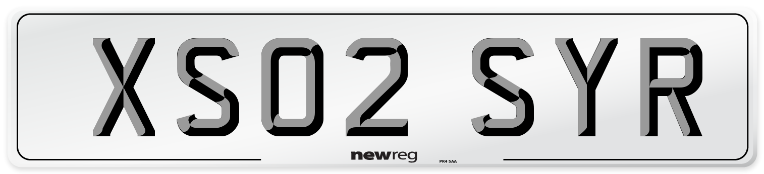 XS02 SYR Number Plate from New Reg